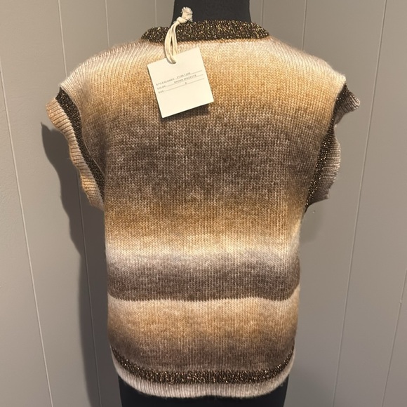 Marled gradient shades of brown Brown Spacedye sweater knit vest. Sparkle edge. - Picture 4 of 5